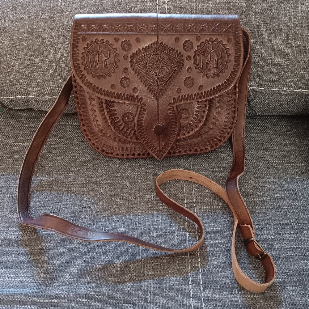 Moroccan Hand-Tooled Leather Pocketbook